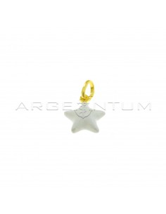 Yellow gold plated white enamel paired star pendant in 925 silver