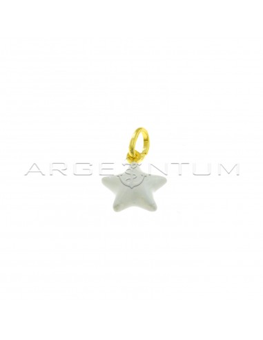 Yellow gold plated white enamel paired star pendant in 925 silver