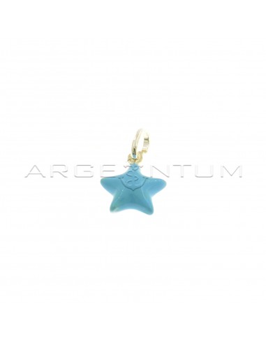 Blue enamelled paired star pendant in 925 silver