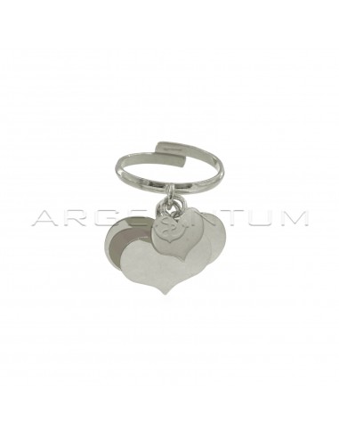 Adjustable ring with 3 pendant hearts...