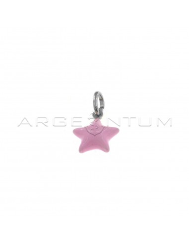 Pink enamel paired star pendant in...