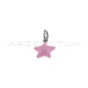 Pink enamel paired star pendant in 925 silver