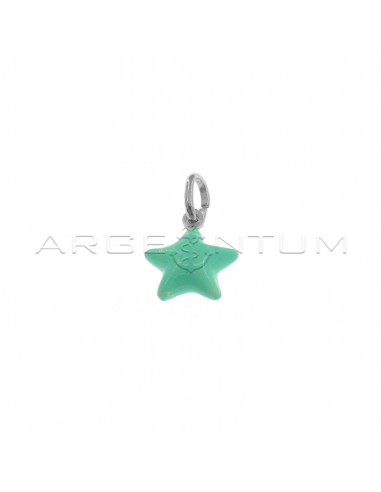 Green enamelled paired star pendant...