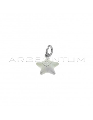 White enamelled paired star pendant in 925 silver