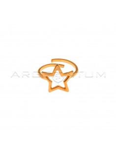 Adjustable ring with central star shape rose gold plated in 925 silver