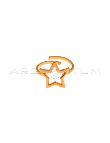 Adjustable ring with central star shape rose gold plated in 925 silver