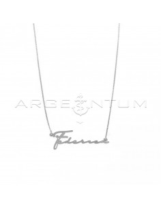 Venetian link necklace with central plate name in white gold plated 925 silver