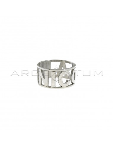 Perforated band ring with white gold...