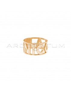 Openwork band ring with rose gold plated name in 925 silver