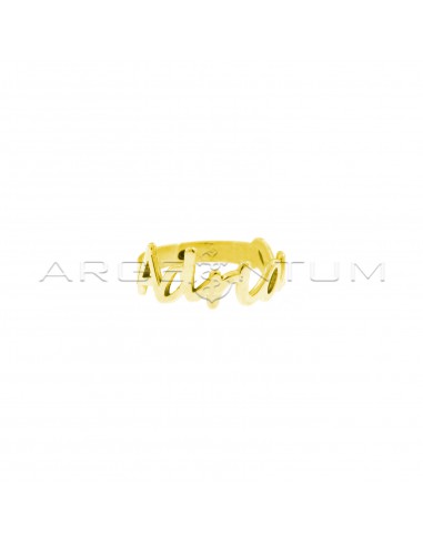 Ring with yellow gold plated name in 925 silver