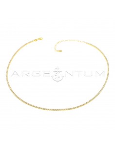 Tennis necklace of white zircons of ø 2 mm yellow gold plated in 925 silver