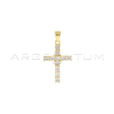 Ciondolo croce con zirconi neri a 4 griffe placcato oro bianco in argento 925