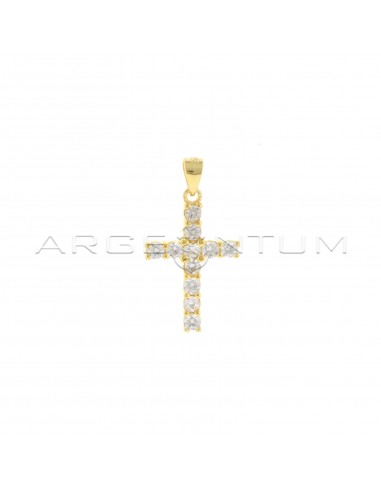 Cross pendant with white zircons with...