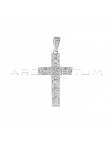 White zircon cross pendant with chive...