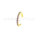 Ear cuff a cerchio con zirconi lilla placcato oro giallo in argento 925