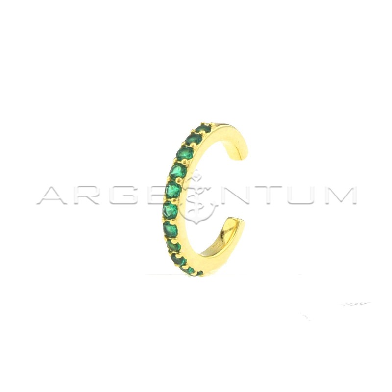 Ear cuff a cerchio con zirconi verdi placcato oro giallo in argento 925