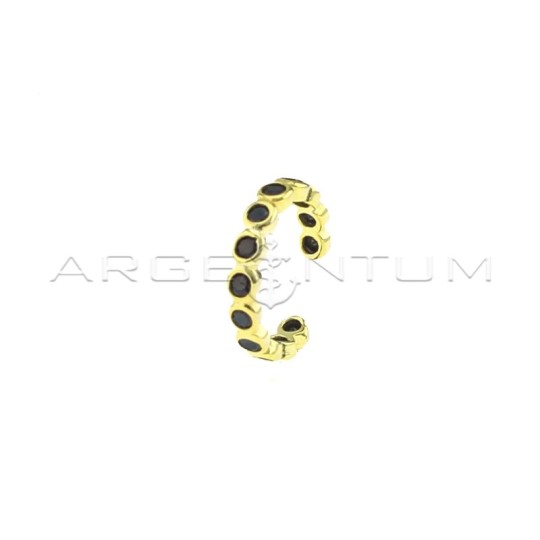 Ear cuff a cerchio con zirconi neri a cipollina placcato oro giallo in argento 925