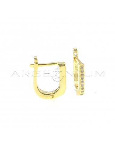 White zircon oval hoop earrings with...