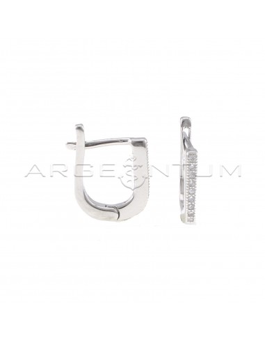 White zircon oval hoop earrings with...