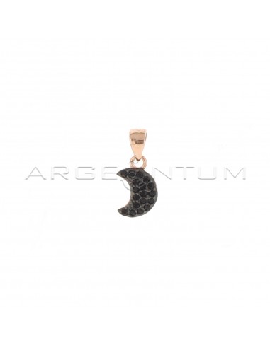 Moon pendant with black zircons pave...