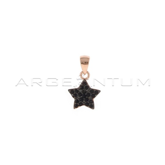 Ciondolo stella a pavè di zirconi neri su base rutenio placcato oro rosa in argento 925