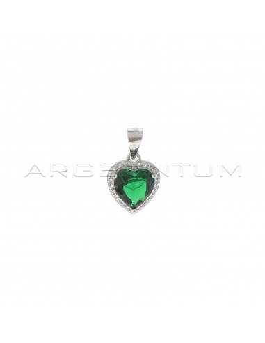 Green zircon heart pendant in white...