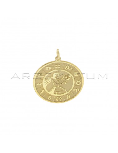 Round satin plate pendant with zodiac...