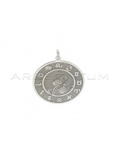 Round satin plate pendant with zodiac...