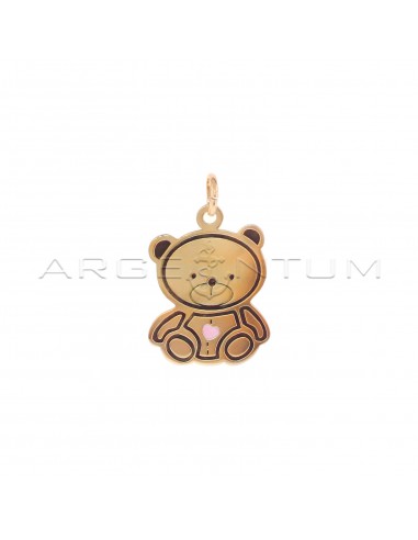 Teddy bear pendant engraved with pink...