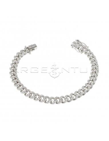 White gold plated white zircon curb...