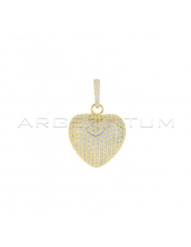 Rounded heart pendant in white cubic...