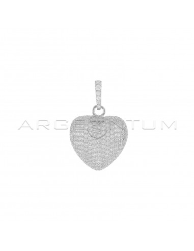 Rounded heart pendant in white cubic...