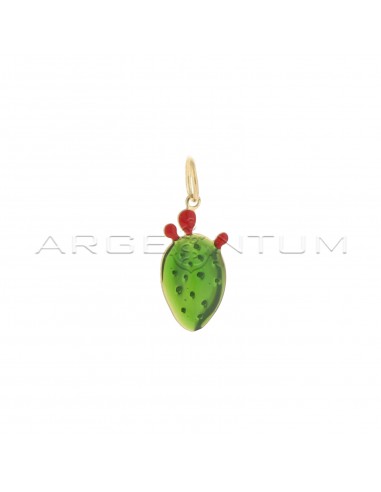 Green and red enameled prickly pear...