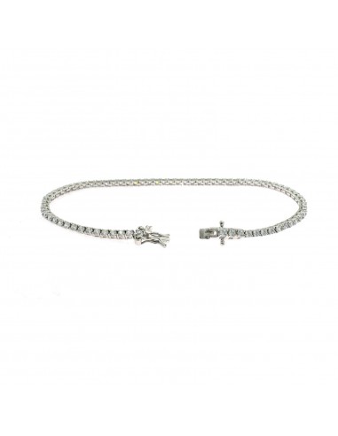 White gold plated tennis bracelet with 2 mm white zircons. in 925 silver