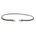 White gold plated tennis bracelet with 3 mm black zircons. in 925 silver