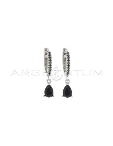 Black zircon hoop earrings with black...