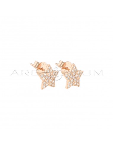 Star lobe earrings with white cubic...