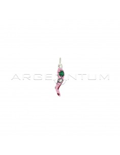 Pink enameled horn pendant...