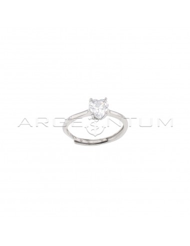 Adjustable solitaire ring with white...