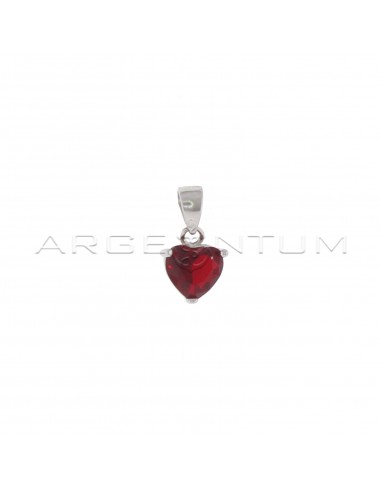 White gold plated red zircon heart...