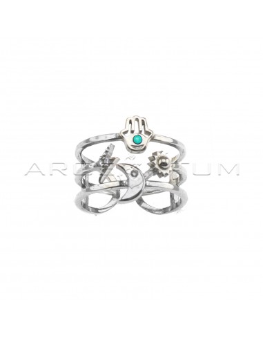 Adjustable three-wire band ring with...