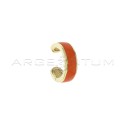 Yellow gold plated orange enamel band circle earcuff in 925 silver