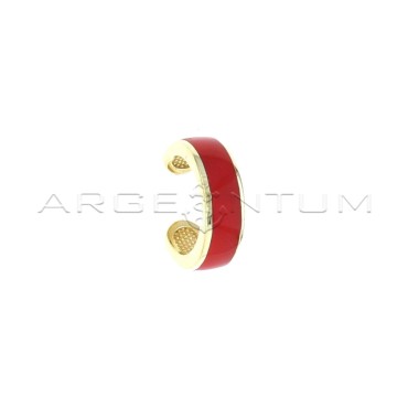 Earcuff cerchio a fascia smaltato rosso placcato oro giallo in argento 925