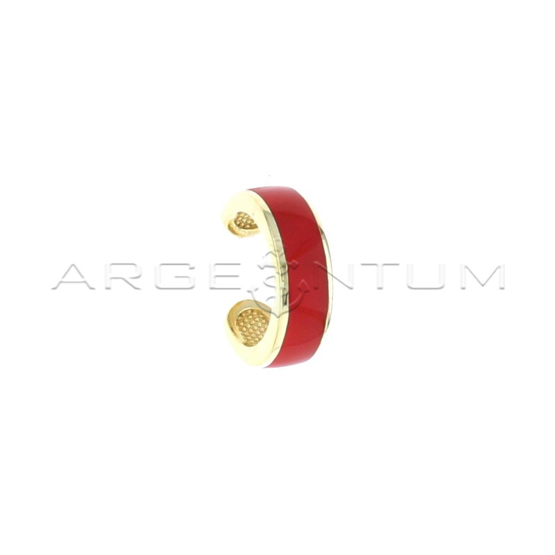 Earcuff cerchio a fascia smaltato rosso placcato oro giallo in argento 925