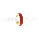 Yellow gold plated red enamel band circle earcuff in 925 silver