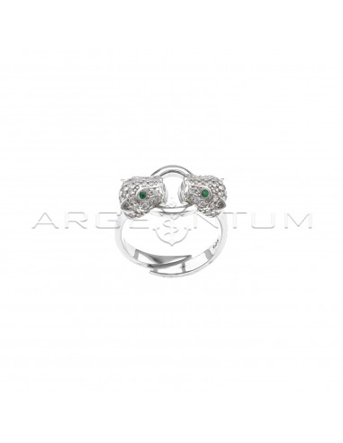 Adjustable ring with white zircon...