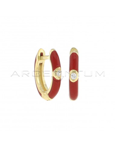 Red enamel hoop earrings with white...