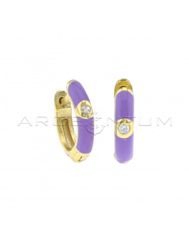 Lilac enameled hoop earrings with...