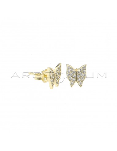 Stud earrings with white zircons pavé...
