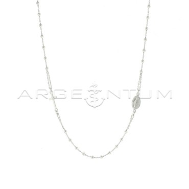 Collana rosario a giro 5 unità placcata oro bianco con sfera liscia da 2,5 mm in argento 925